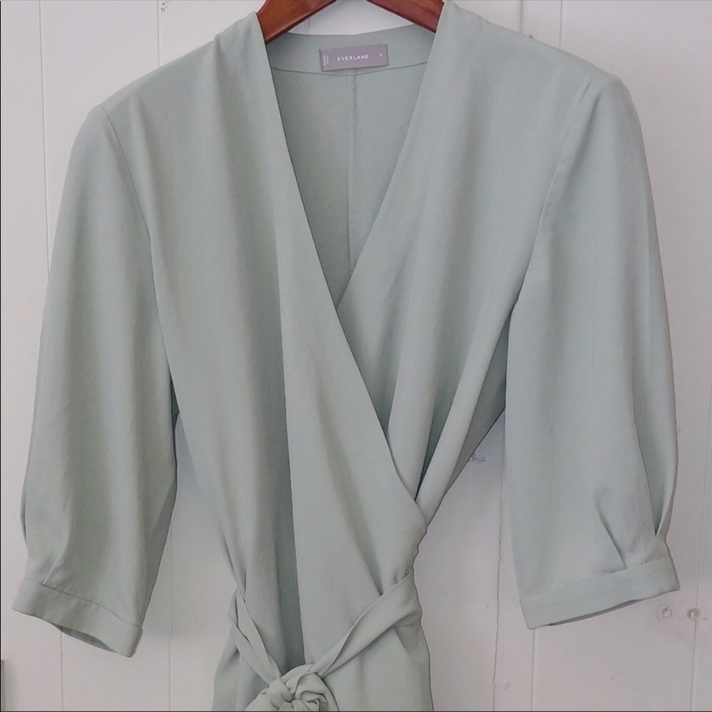 Everlane Japanese GoWeave Women's Wrap Dress Mint Green Size 14